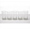 <p>Jogo de 05 copos long-drink de cristal, parte inferior lapidada. Alt. 14 x 07cm cada. Europa, séc. XX (tamanhos diferentes, pois alguns bocais foram lapidados)</p>