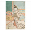 <p>UTAGAWA KUNISADA, Figura Femina, Xilogravura Ukiyo-e, assinada, papel washi original de época.. 34 x 24cm (sem moldura). Japão, séc. XIX/XX (papel com desgastes)</p>