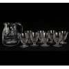 <p>BACCARAT, Jogo de jarra e 08 copos/taças de cristal lapidado, marca da manufatura sob a base. Alt. 17 x 15 x 13cm e 09 x 07cm, respectivamente. França, séc. XX (uma das taças com pequeno bicado no bocal)</p>