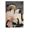 <p>TOSHUSAI SHARAKU, Sanogawa Ichimatsu III como Onayo Geisha e Tomiemon Ichikawa como Toma Kanizaka, Xilogravura Ukiyo-e, assinada. 34 x 24cm (sem moldura). Japão, séc. XX </p>