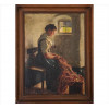 <p>EMIL RAU (atribuído), Figura Feminina Tecendo, OST, ACSE, 43 x 32cm (m.i).</p>