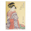 <p>KITAGAWA UTAMARO, Figura Feminina de Kabuki, Xilogravura Ukiyo-e, assinada. 39 x 26cm (sem moldura). Japão, séc. XX</p>