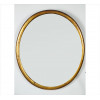 <p>Espelho com moldura de madeira dourada, forma oval. 71 x 61cm.</p>