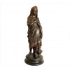 <p>Escultura de terracota policromada e dourada, simulando bronze, representando alegoria. Alt. 82 x 27cm. Europa Início séc. XX</p>