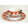 <p>OTTO BAVARIA, Jogo de chá de porcelana para uma pessoa, contendo 01 xícara com pires e 01 prato para bolo. Alt. 09 x 19cm (total). Alemanha, séc. XX</p>