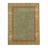 <p>Tapete chinês Pequim/Ningxia, decoração com medalhões circulares contendo aves e elementos florais estilizados em composição espaçada sobre campo liso verde-água, preenchimento com delicadas ramagens florais em tons pastel, campo com tonalidade predominante verde celadon, borda tripla com cercadura interna em padrão grego dito key fret e faixa principal marfim decorada com arabescos florais e pequenos motivos simbólicos chineses, 296 x 210 cm = 6,22 m², meados do século XX (rape/precisa refazer cordão e franja)</p>