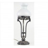 <p>Luminária de metal espessurado à prata, forma estilizada, decorada com guirlandas e cúpula de opalina, provavelmente da manufatura WMF. Alt. 44 x 18cm. Início séc. XX</p>