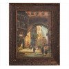 <p>Quadro sem assinatura do artista, Figuras em Paisagem Urbana, OST. Europa século XX. 38 x 28cm (m.i)</p>