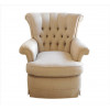 <p>Poltrona com estrutura de madeira terminando em rodízios, forração de tecido na tonalidade cinza e detalhe captonne. Alt. 83 x 74 x 90cm.</p>