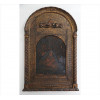 <p>Quadro sacro sem assinatura do artista, Nascimento de Jesus, OSM, acompanha grande moldura de madeira entalhada e dourada. 50 x 38cm (m.i) e 104 x 65cm (total c/ moldura). Europa início Séc. XX (com perda de pigmentos)</p>