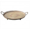 <p>Bandeja de metal espessurado à prata, ornamentada com ramagens e volutas, galeria fenestrada. 67 x 42 x 11cm. Séc. XX</p>