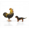 <p>Lote contendo duas miniaturas de bronze austr&iacute;aco esmaltado &agrave; frio, representando figuras de galinha e cachorro&nbsp;salsicha (dachshund). Alt. 02 x 0,6 x 02cm e 0,9 x 02 x 0,4cm, respectivamente. &Aacute;ustria, s&eacute;c. XIX/XX</p>
