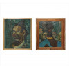 <p>SÉRGIO MILLIET, Obra dupla-face, sendo umas destas com figura de Palhaço e, a outra, com figuras de Mulata e Palhaços. OST, ACID, 60 x 44cm (m.i) (moldura com cupim)</p>