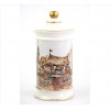 <p>ANTON PIER, Pote de porcelana policromado à mão, estilo pote de farmárcia, decorado com cena europeia, assinado. Itália, séc. XX (pega da tampa com restauro e bicado no bocal interno)</p> <p>ANTON PIER, Pote de porcelana policromado à mão, estilo pote de farmárcia, decorado com cena europeia, assinado. Itália, séc. XX (pega da tampa com restauro e bicado no bocal interno)</p>