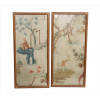 <p>Par de placas chinoiserie pintadas à mão sobre tela, representando figura oriental e motivos florais. (total c/ moldura). França, séc. XVIII (verso com selo da Druot - atribuída a Palais de Congres Versailles)</p> <p>Par de placas chinoiserie pintadas à mão sobre tela, representando figura oriental e motivos florais. (total c/ moldura). França, séc. XVIII (verso com selo da Druot - atribuída a Palais de Congres Versailles)</p>