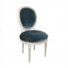 <p>JANSEN, Cadeira de madeira entalhada e policromada, estilo Luís XVI, decorada com ondas estilizadas, pernas caneladas e fino estofamento de veludo com seda na tonalidade azul. França, séc. XX</p> <p>JANSEN, Cadeira de madeira entalhada e policromada, estilo Luís XVI, decorada com ondas estilizadas, pernas caneladas e fino estofamento de veludo com seda na tonalidade azul. França, séc. XX</p>