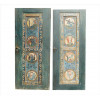 <p>Par de portas de madeira, parte inerna ornamentada com policromia representando cenas sacras, possivelmente adaptado de oratório antigo. Alt. 200 x 136 x 14cm cada. (total). Brasil, Séc. XIX (parte interna) (com sinais de que já teve cupim)</p>