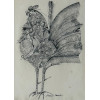 ALDEMIR MARTINS - Galo - nanquim sobre papel - 23 x 16 cm - a.c.i.c.