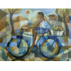 WALDOMIRO SANT'ANNA - Bicicleta azul - óleo sobre tela - 60 x 80 cm - a.c.i.d. <br />