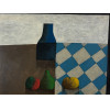 INOS CORRADIN - Garrafa azul e frutas - óleo sobre placa - 30 x 40 cm - a.c.i.e.<br />