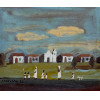 PENNACCHI, Fúlvio - Vila com figuras - óleo sobre cartão colado sobre eucatex - 09 x 11 cm - a.c.s.d. 1972
