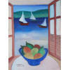 <p>Humberto da Costa - Paisagem com frutas - Óleo sobre tela - 35 alt x 24 larg (cm) - acie - 1981</p>
