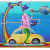 <p>Alem&atilde;o - Homem e seu fusca azul - &Oacute;leo sobre tela - 90 alt x 90 larg (cm) - acid e verso - Registrado pelo Atelier do Artista sob n&uacute;mero 01077.</p>