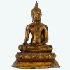 <p>Buda Earth touching Buddha, escultura em bronze lacado a folha de ouro. A figura está representada sentada, de pernas cruzadas e mão direita a tocar a terra, mudra Bhumisparsha. Tailândia, séc. XIX. Dimensões: 23 x 17 x 10 cm.</p>
