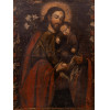 <p>Belíssima pintura a óleo sobre tela cusquenha representando “São José com Menino Jesus”, com moldura ricamente entalhada. Peru (América Espanhola), séc. XVIII. Dimensões: 105 x 80 cm.</p>
