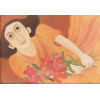 Elza O.S - Mulher e flores - Óleo sobre eucatex - Assinado canto inferior direito - 12 x 17 cm. 
