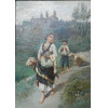 <p>Micchetti, Francisco Paolo (1851 – 1929) - Camponesa - OST - CID - Francesco Paolo Michetti (1851 – 1929) Francesco Paolo Michetti foi um pintor e fotógrafo italiano nascido em Tocco da Casauria, Abruzzo, em 1851, e falecido em Francavilla al Mare, em 1929. Considerado um dos maiores representantes do verismo italiano, destacou-se por retratar com intensidade a vida, a religiosidade e os costumes populares de sua região natal. Formou-se artisticamente em Nápoles, onde se aproximou de tendências realistas, e aperfeiçoou-se em Paris, entrando em contato com o impressionismo e a fotografia, que passou a utilizar como recurso auxiliar em sua criação. Essa experiência ampliou sua visão cromática e lhe conferiu uma abordagem inovadora para a época. Sua obra é marcada pelo uso vibrante da cor, pela luminosidade e pela representação de multidões e rituais coletivos, sempre com forte carga emotiva. Entre seus temas mais frequentes estão procissões religiosas, festas campestres e cenas do cotidiano dos camponeses. Entre suas obras mais célebres estão Il Voto (1881), considerada sua obra-prima, e Processione del Corpus Domini a Chieti. Michetti também foi um prolífico fotógrafo, registrando centenas de imagens que serviram tanto como estudos para suas pinturas quanto como documentação etnográfica da cultura dos Abruzzos. Em Francavilla al Mare, criou o Convento Michetti, um centro cultural que reuniu artistas e intelectuais italianos, entre eles o escritor Gabriele D’Annunzio, de quem era grande amigo. Essa convivência consolidou Michetti como figura central na vida artística e cultural da Itália no final do século XIX. Reconhecido nacional e internacionalmente, participou de diversas exposições e conquistou prestígio durante sua carreira. Seu legado permanece como um dos mais autênticos retratos da vida popular italiana, equilibrando tradição, observação realista e sensibilidade estética. 50 cm x 35 cm.</p>