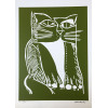 <p>Aldemir Martins - Gato Fundo Verde - Serigrafia 7/100 - 70x50 - Acid - Edição Postutuma</p>
