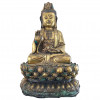 <p>Escultura em bronze representando Buda na cor dourada. China, cerca de 1900. 57 x 35 x 30 cm.</p>