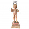 <p>Escultura em madeira policromada representando menino Jesus. Acompanha resplendor de prata. Brasil, principio do século XVIII. 26 cm (sem base) 30 cm (com base).</p>