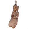 <p>Escultura em madeira revestida a ouro, representando deusa. Tailandia, século XX. 52 cm.</p>