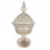 <p>Compoteira em cristal ricamente lapidado e prensado. Europa, cerca de 1900. 33 cm.</p>