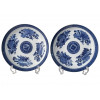 <p>Par de pratos fundos em porcelana azul e branca. Decora&ccedil;&atilde;o comumente&nbsp;chamada&nbsp;Fitzhugh. China, Qing, cerca de 1800. 24 cm.</p>