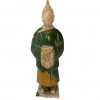 <p>Escultura em cerâmica representando figura feminina oriental, nas cores branca, vermelha e verde. Provavelmente Ming, século XVI. Período Wanli. 33 cm.</p>