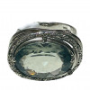<p>Anel de platina ou ouro branco com pedra (&aacute;gua-marinha). 10,2 gramas.</p>
