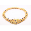 <p>Gargantilha tipo folhas de ouro amarelo 18k, lápis lazuli, lolitas e diamantes brilhantes. Peso total: 109,8g. Peso aprox. de diamantes: 0,10ct.</p>