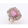 <p>Anel de ouro amarelo, platina, diamantes e turmalina rosa. Medida 11,5. Peso total: 5,7g.</p>