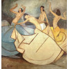<p>DARIO MECATTI – Sem título. Óleo sobre tela com textura em areia. Obra representando bailarinas em movimento. Assinado no CIE. 142 x 135 cm.</p>