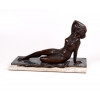 <p>ROQUE DE MINGO - Lenda do Juá. Escultura em bronze patinado sobre base de mármore. 30 cm (altura), 50 cm x 23 cm.</p>