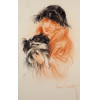 <p>Louis Icart - Mulher e Cão, Pastel s/ papel, 46 x 29 cm, ass. inferior direito</p>