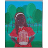 <p>Bia Esteves - OST - Menina e gaiola com canarinhos. Mede 26cm x 21cm.</p>