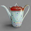 <p>Bule em Porcelana - Steatita Paran&aacute; (1956-1994) - Anos 1960 - Com Faixa Gren&aacute;, Ouro e Furta-Cor / Iridescente / Nacarado - 20 x 25 x 13 cm. Pe&ccedil;a: Bule / cafeteira / chaleira / teapot em porcelana nacional Steatita - Porcelana Steatita Paran&aacute; - f&aacute;brica de Campo Largo - PR - per&iacute;odo 1956-1994 - anos 1960 - vintage brasileiro: 1) formato alto / cil&iacute;ndrico afunilado para a base - bico longo fino curvado para cima - al&ccedil;a alta em arco / al&ccedil;a em C - pegador da tampa em V / em tri&acirc;ngulo vazado / em arco invertido - borda com leve bico vertedor, 2) decora&ccedil;&atilde;o - corpo em porcelana branca com esmalte iridescente / furta-cor / luster / nacarado / madrep&eacute;rola - fundo branco com reflexos coloridos azul, verde, rosa, amarelo - efeito furta-cor em toda a superf&iacute;cie - polvilhado com estrelinhas / estrelas de oito pontas em preto e ouro - estrelas esparsas, 3) faixa superior / faixa no ombro e na tampa - faixa gren&aacute; / vermelha escura / bord&ocirc; / vermelho rubi - com decora&ccedil;&atilde;o floral em ouro / raminhos dourados / folhagens em ouro sobre o gren&aacute; - filete de ouro na borda da tampa e na borda do bule - friso decorativo abaixo da faixa gren&aacute; - friso com pingentes / lambrequins em preto e ouro - filete de ouro contornando o bico e a al&ccedil;a - interior branco. Medidas: 20 cm altura x 25 cm comprimento do bico at&eacute; a al&ccedil;a x 13 cm largura / di&acirc;metro da base aprox. - Bule Steatita 20 x 25 x 13 cm</p>