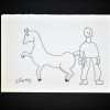 SYLVIO PINTO (1918-1997)<br />HOMEM ATRAS DE UM CAVALO<br />MED: 11 X 16