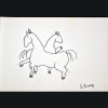SYLVIO PINTO (1918-1997)<br />DOIS CAVALOS ENTRECRUZADOS.<br />MED: 11 X 15