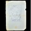 SYLVIO PINTO (1918-1997)<br />figuras surreais<br />Caneta esferográfica, folha pautada.<br />MED: 30 X 29