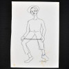 SYLVIO PINTO (1918-1997)<br />Figura circence com bastão listrado.<br />MED: 21 X 16